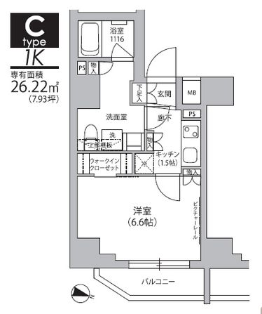 グランドルチェ門前仲町　901号室　間取り