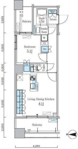 パークキューブ亀戸　1106号室　間取り
