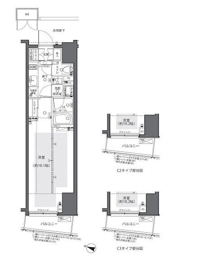 ZOOM都庁前　405号室　間取り