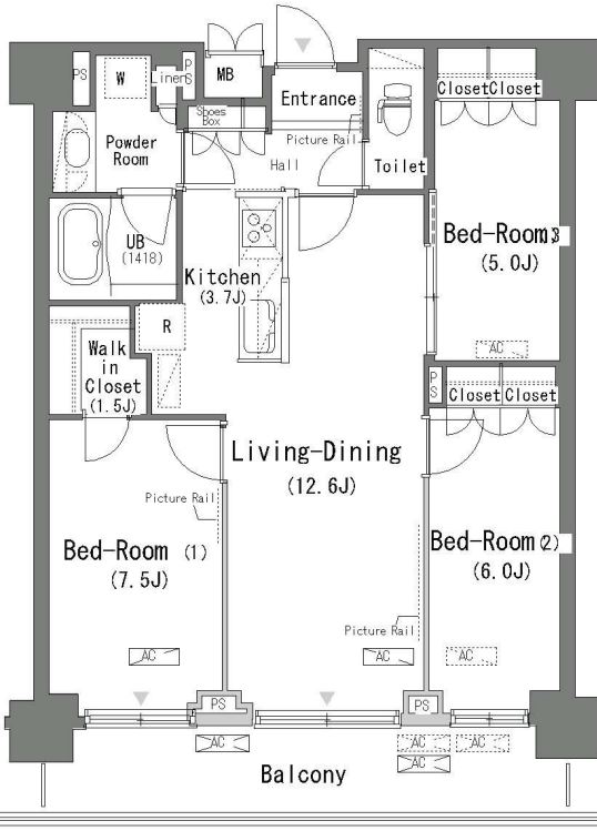 パークアクシス辰巳ステージ　1103号室　間取り