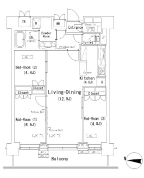 パークアクシス辰巳ステージ　1002号室　間取り