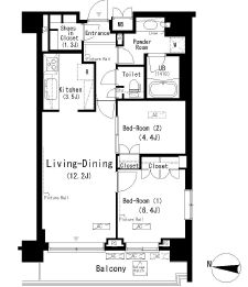 パークアクシス辰巳ステージ　1105号室　間取り