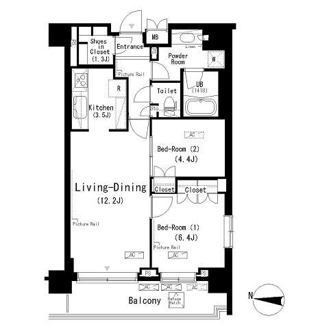 パークアクシス辰巳ステージ　1205号室　間取り