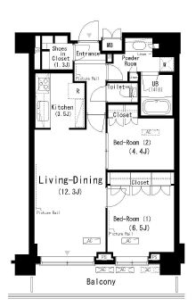 パークアクシス辰巳ステージ　1307号室　間取り