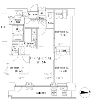 パークアクシス辰巳ステージ　1318号室　間取り