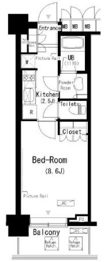 パークアクシス辰巳ステージ　317号室　間取り