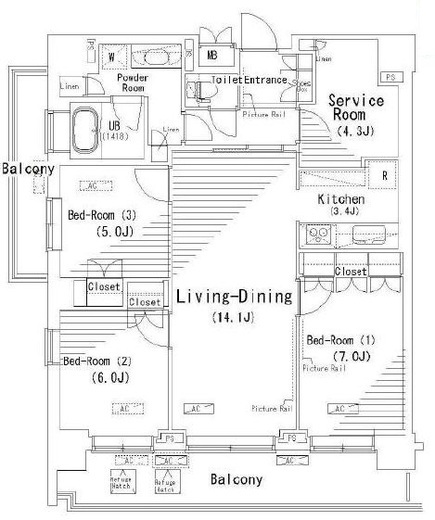 パークアクシス辰巳ステージ　410号室　間取り