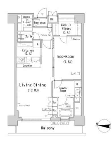 パークアクシス辰巳ステージ　506号室　間取り