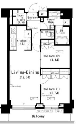 パークアクシス辰巳ステージ　507号室　間取り