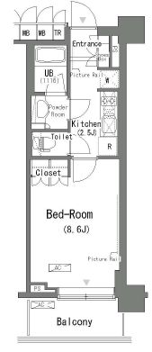 パークアクシス辰巳ステージ　712号室　間取り