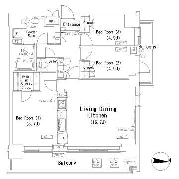 パークアクシス辰巳ステージ　911号室　間取り