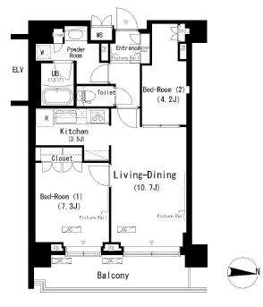 パークアクシス辰巳ステージ　913号室　間取り