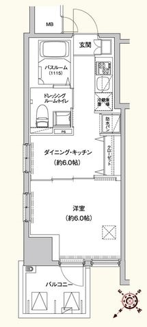 エステムプラザ市谷外濠公園　1404号室　間取り
