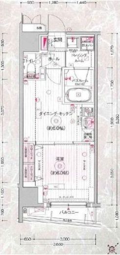 エステムプラザ市谷外濠公園　302号室　間取り