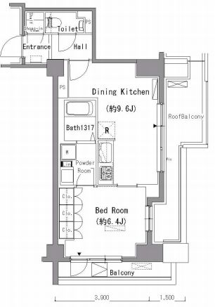 コンフォリア市谷薬王寺　404号室　間取り