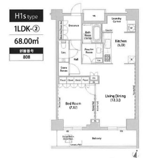 飯田橋ガーデンフラッツ　808号室　間取り