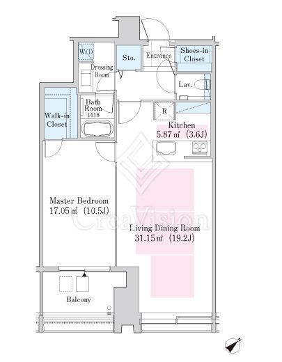 ラ・トゥール新宿ガーデン　3408号室　間取り