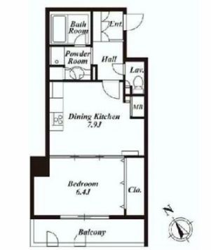 リエール若松町　205号室　間取り