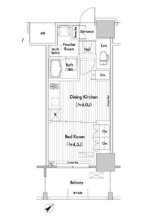 ヒューリック荏原　1303号室　間取り