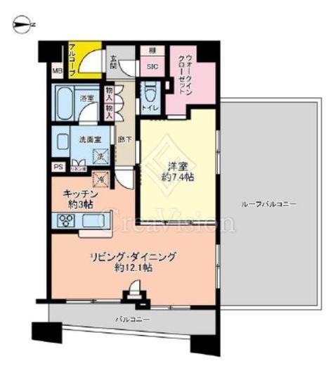 モンヴェール四ツ谷　705号室　間取り