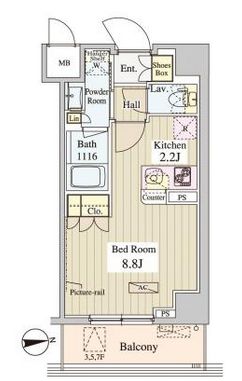 ＷＡＳＥＤＡ　ＡＰＡＲＴＭＥＮＴ　203号室　間取り