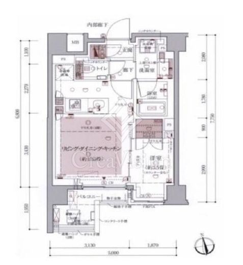 インプレストコア神楽坂　2F3号室　間取り