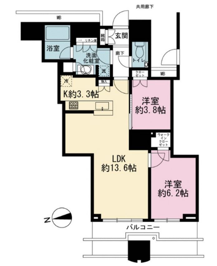 富久クロスコンフォートタワー　3305号室　間取り
