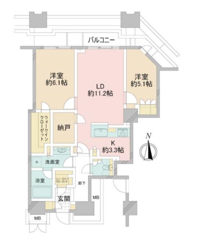 富久クロスコンフォートタワー　5017号室　間取り
