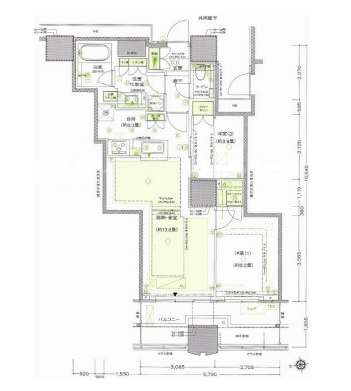 富久クロスコンフォートタワー　37F号室　間取り
