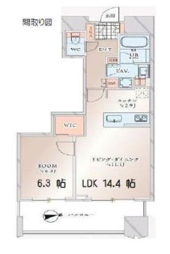 富久クロスコンフォートタワー(Tomihisa Cross) 　28F3号室　間取り