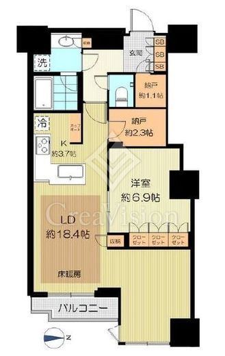 富久クロスコンフォートタワー(Tomihisa Cross) 　3217号室　間取り