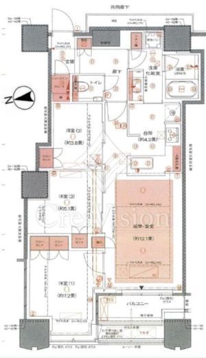 富久クロスコンフォートタワー(Tomihisa Cross) 　36F1号室　間取り
