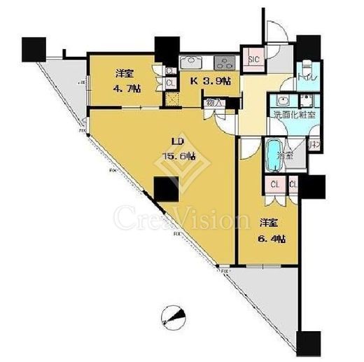 富久クロスコンフォートタワー(Tomihisa Cross) 　3901号室　間取り