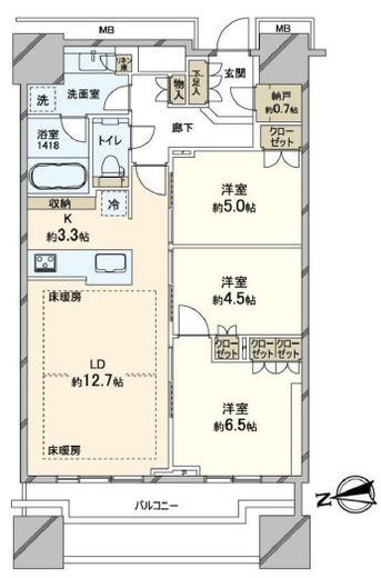 富久クロスコンフォートタワー(Tomihisa Cross) 　504号室　間取り