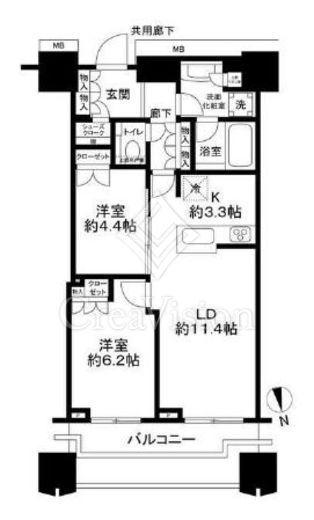 富久クロスコンフォートタワー(Tomihisa Cross) 　9F2号室　間取り