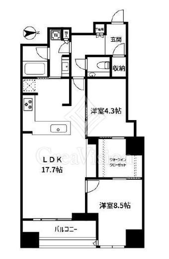 富久クロスコンフォートタワー(Tomihisa Cross) 　38F3号室　間取り
