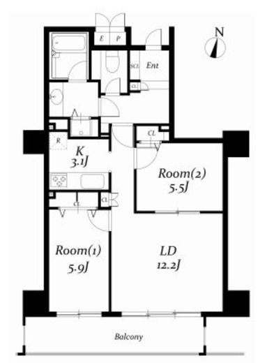 プライムゲート飯田橋　1102号室　間取り