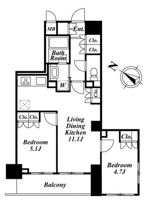 プレミアステージ市ヶ谷河田町　501号室　間取り