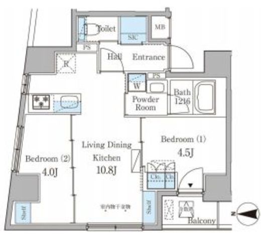 パークルール神田司町ロンド　1101号室　間取り