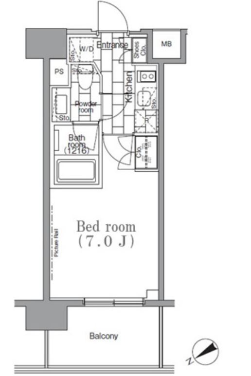 パークハビオ目黒リバーサイド　607号室　間取り