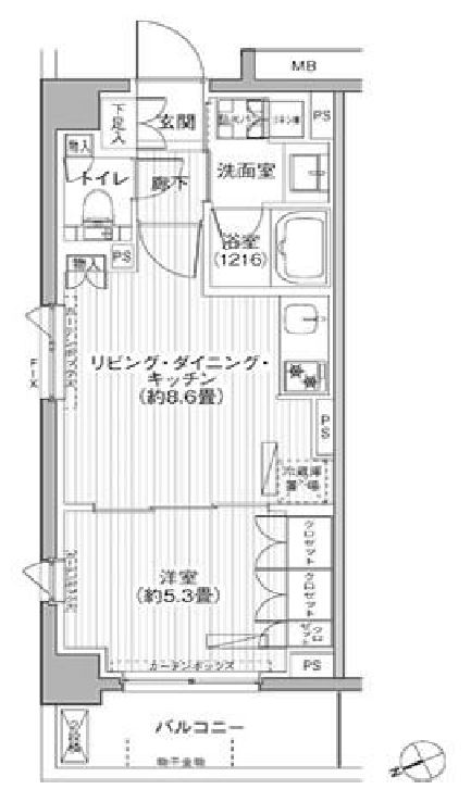 メゾンカルム市谷仲之町　215号室　間取り