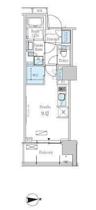 パークアクシス池田山　614号室　間取り