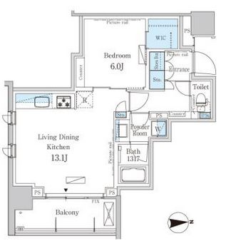 パークアクシス池田山　708号室　間取り