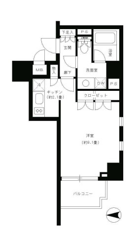 パークキューブ神田　1301号室　間取り