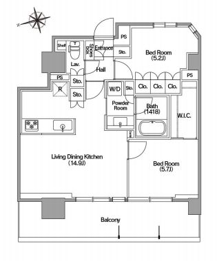 コンフォリア東新宿ステーションフロント　1102号室　間取り