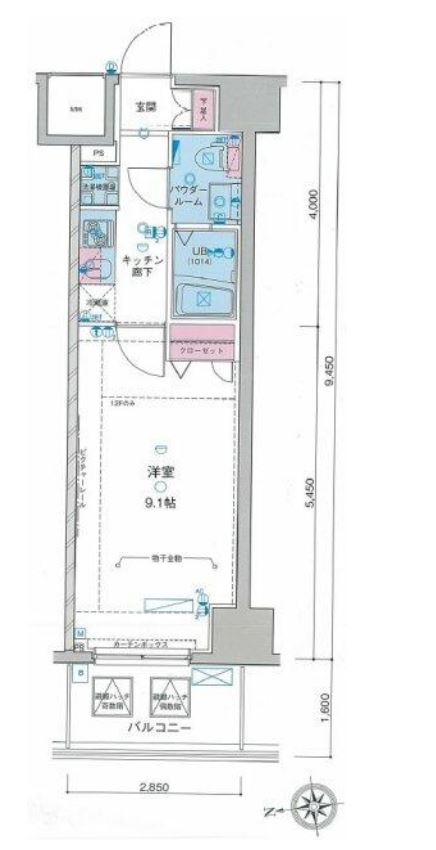 ジェノヴィア新宿グリーンヴェール　802号室　間取り