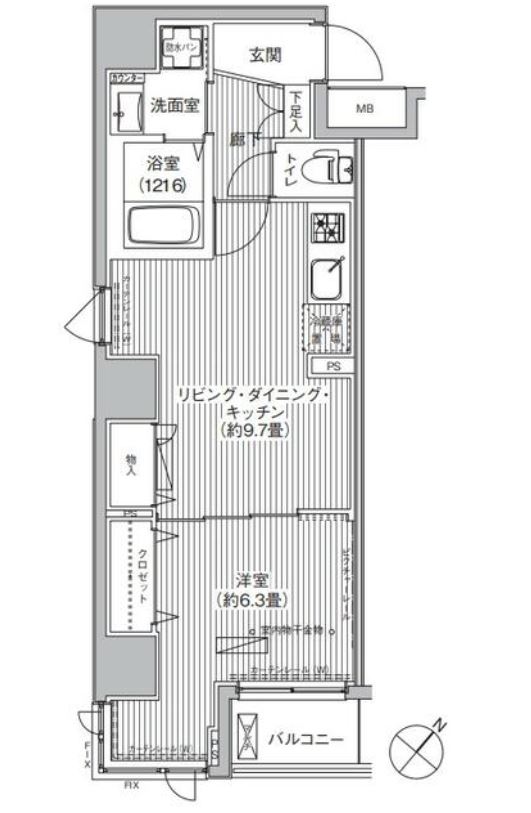 エムズサニーパレス月島　401号室　間取り