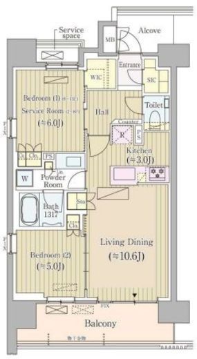 ジオ四谷荒木町　1101号室　間取り