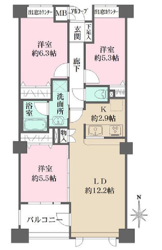 アボリアスコート笹塚　302号室　間取り