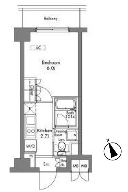 プラウドフラット神楽坂　201号室　間取り